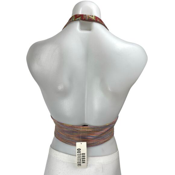 NEW Urban Outfitters Silence + Noise Jersie Multicolor Halter Crop Tank Top Sz S - Picture 2 of 4